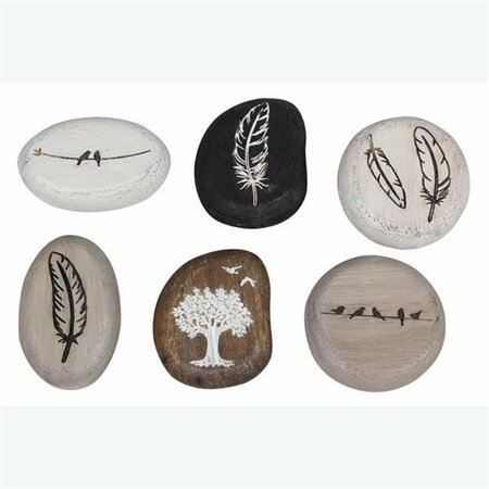 YOUNGS 5 in. Wood Home Tokens, Assorted Style - Set of 6 12467